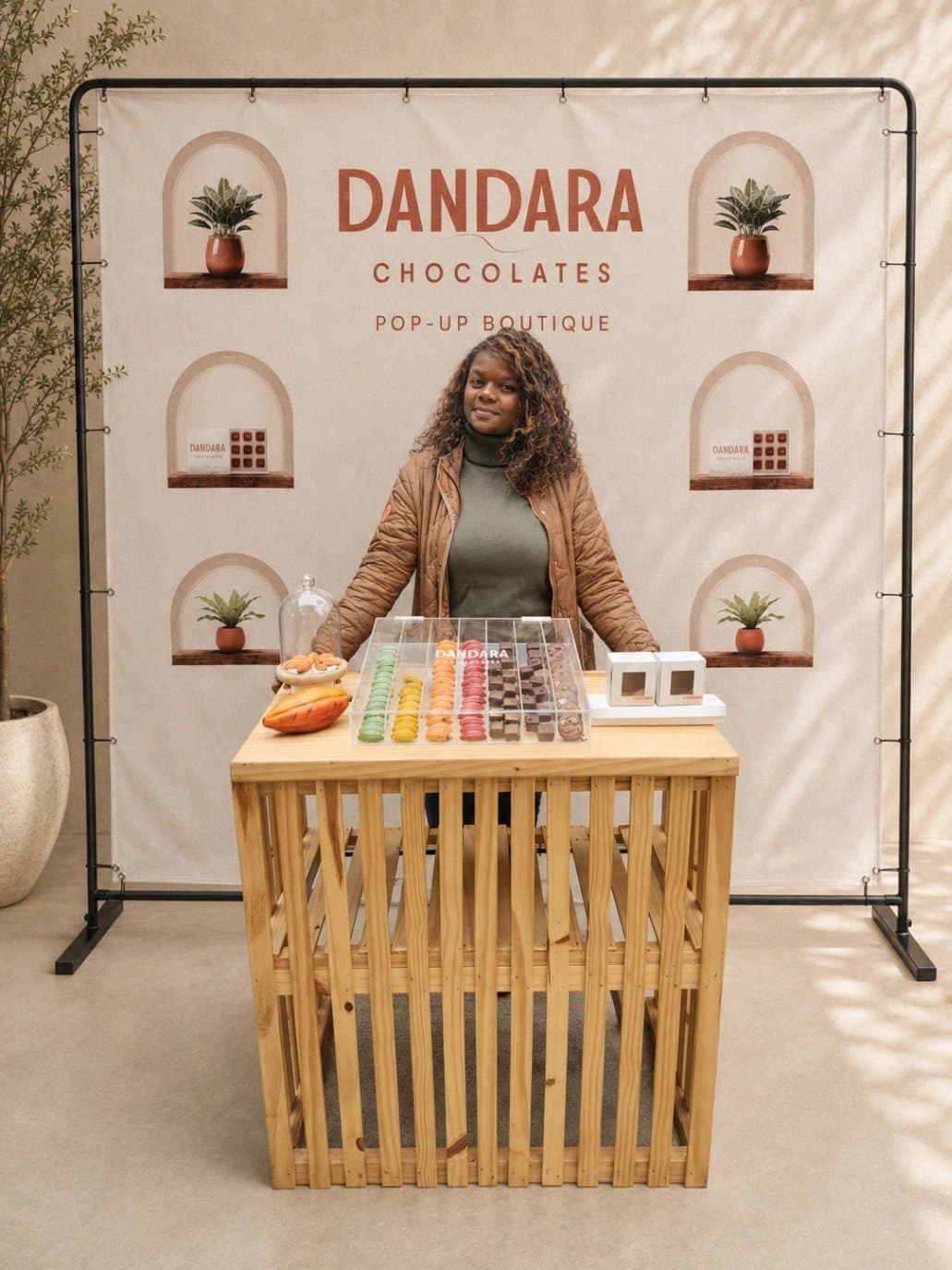 Dani Ferreira atendiendo la Dandara Pop-Up Boutique